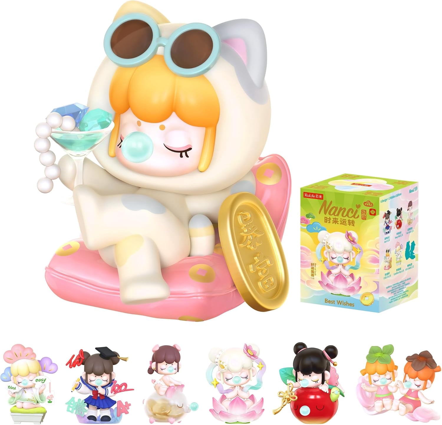 Rolife Best Wishes Series Nanci Blind Box, Random Collectible Action Figure 3.1-3.7 Inch, Mini PVC Desk Decor, Birthday Gift for Teens Adults, Single Box Mystery Style
