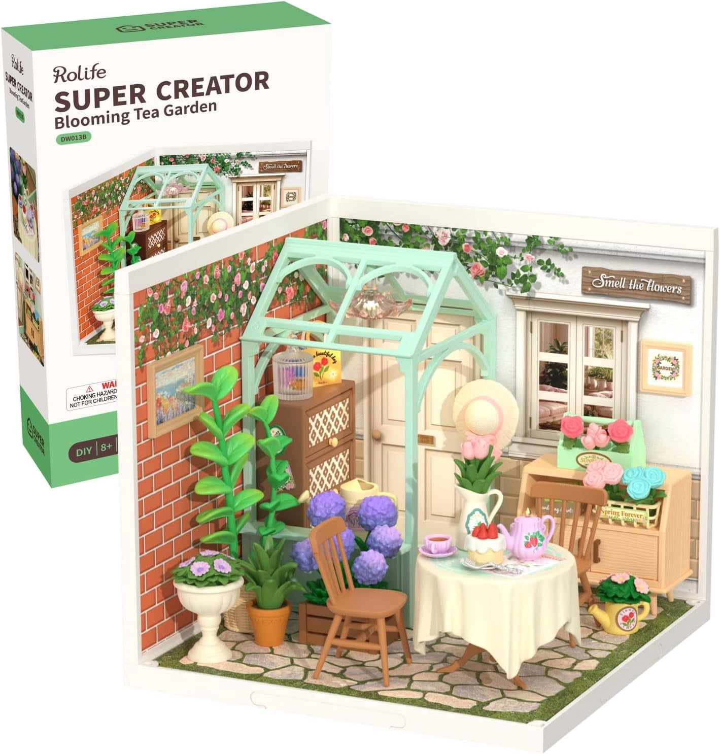 Rolife Blooming Tea Garden Super Creator-DIY Plastic Miniature House ...