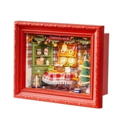 Rolife DIY Miniature Christmas House Kit Creative Frame 3D Wall-Mountable Dollhouse Mini Room Building Set Holiday Home Decor Craft for Adults Christmas Eve Party