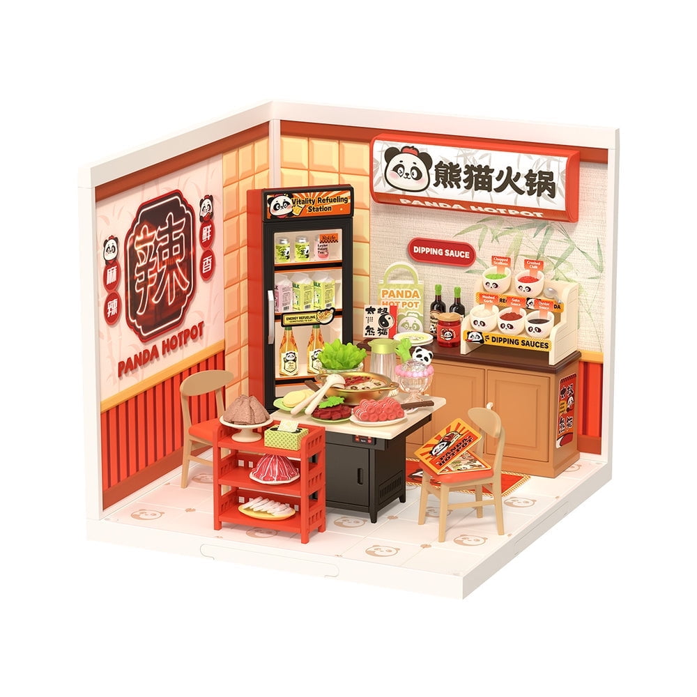 ミニチュア　ハンドメイド Rolife DIY Miniature Dollhouse Super Creator Panda Hot Pot Plastic