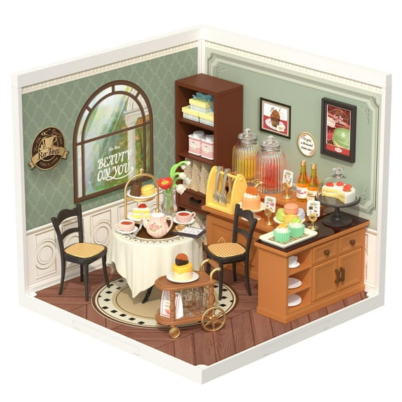 Rolife DIY Miniature Dollhouse Super Creator Sweet Sips Tea Plastic Building Set Toys Playset Gifts for Teens Adults