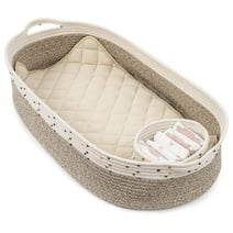 Rolife Diaper Baby Changing Basket Changing Pad Cover Boho Nursery Decor Baby Stuff,with Foam Pad and Storage Woven Bin