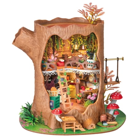 Rolife Fairytale Tree Miniature House DIY Kit, Enchanting 2-Story with LED Lights Building Kits Xmas Gift for Adults
