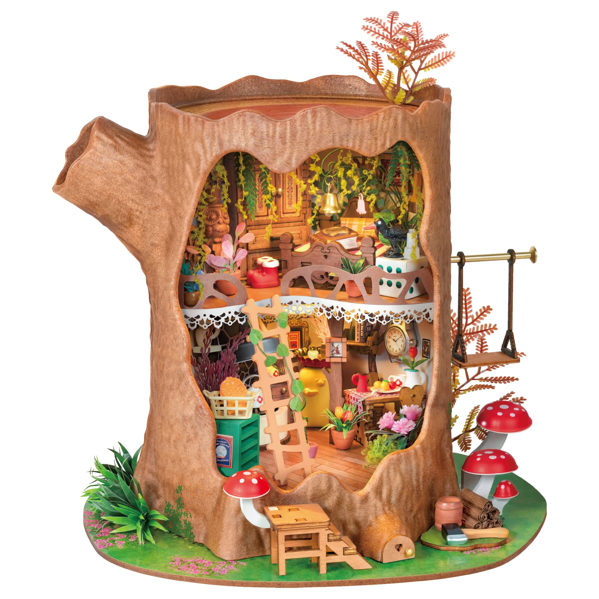 Rolife Fairytale Tree Miniature House DIY Kit, Enchanting 2-Story with LED Lights Building Kits Xmas Gift for Adults