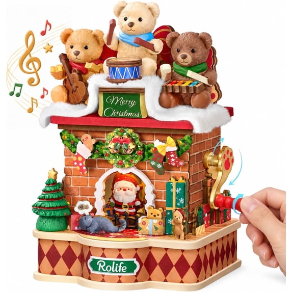 Rolife Fireside Music Night DIY Music Box, 3D Wooden Puzzle with Moving ...