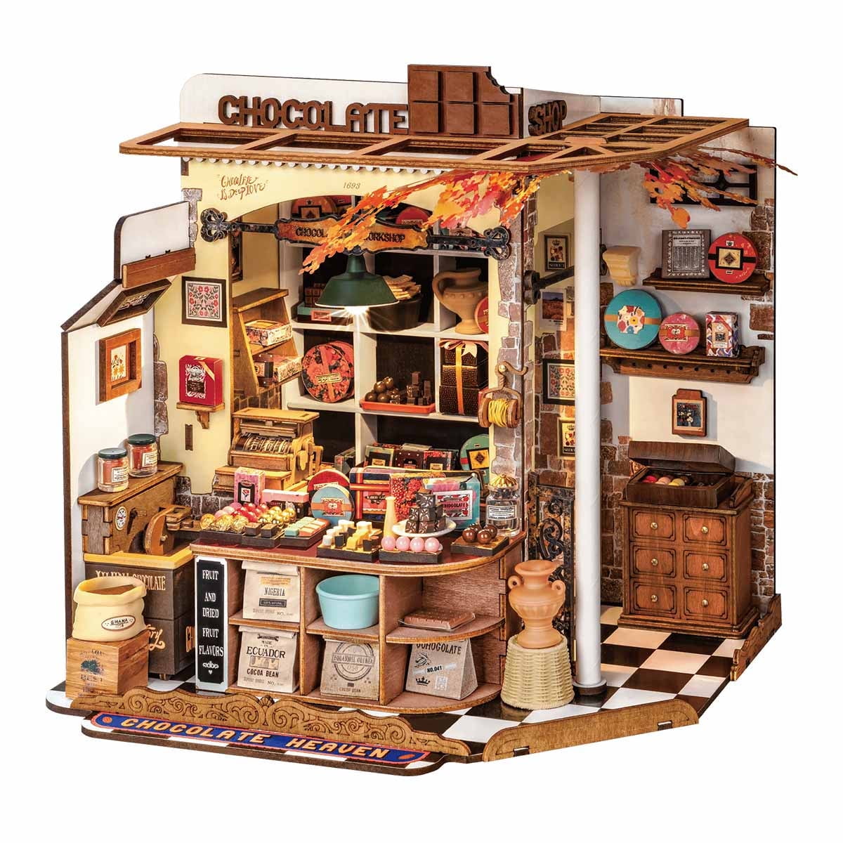 Rolife Henry's Chocolate DIY Miniature House Craft Kit, Wooden Puzzle Assembly Set for Adults & Kids Gifts