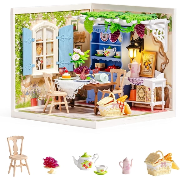 Rolife Midsummer Dream Yard Super Creator Kits, Miniature House Kit, DIY Plastic House Building Toy Set with LED