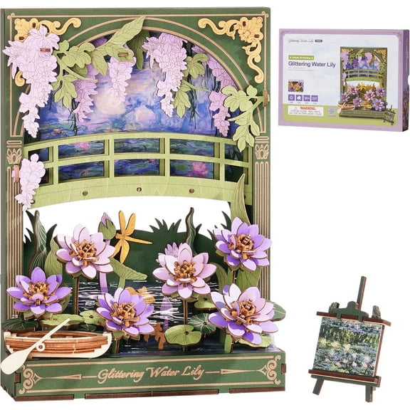 Rolife Glittering Water Lily Wall Art 3D Wooden Puzzle for Adult Gift