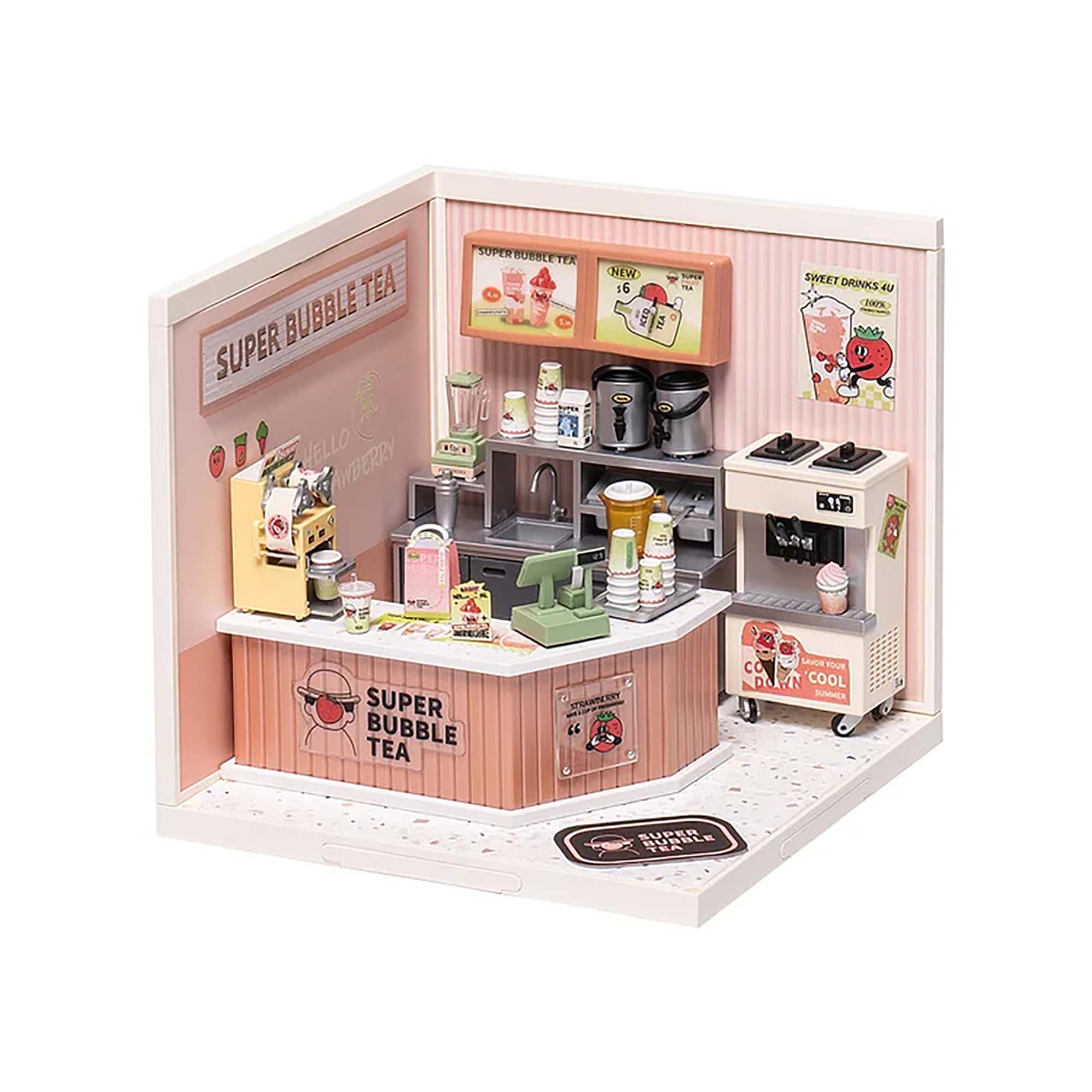 Rolife Super Creator Double Joy Bubble Kids Tea Plastic DIY Miniature Wooden House Kit