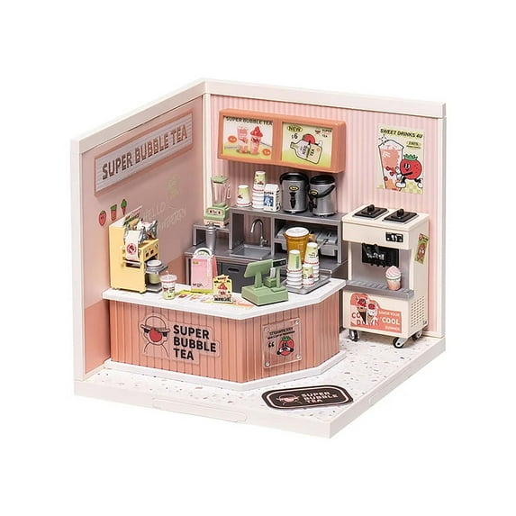 Rolife Super Creator Double Joy Bubble Kids Tea Plastic DIY Miniature Wooden House Kit