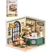 Rolife Super Creator Perfect Romance Cafe DIY Miniature Dollhouse Kit, No Glue Snap-Fit Plastic Coffee Shop Room Box with Type-C LED Light, Stackable Display Decor for Adults Teens, 119 PCS