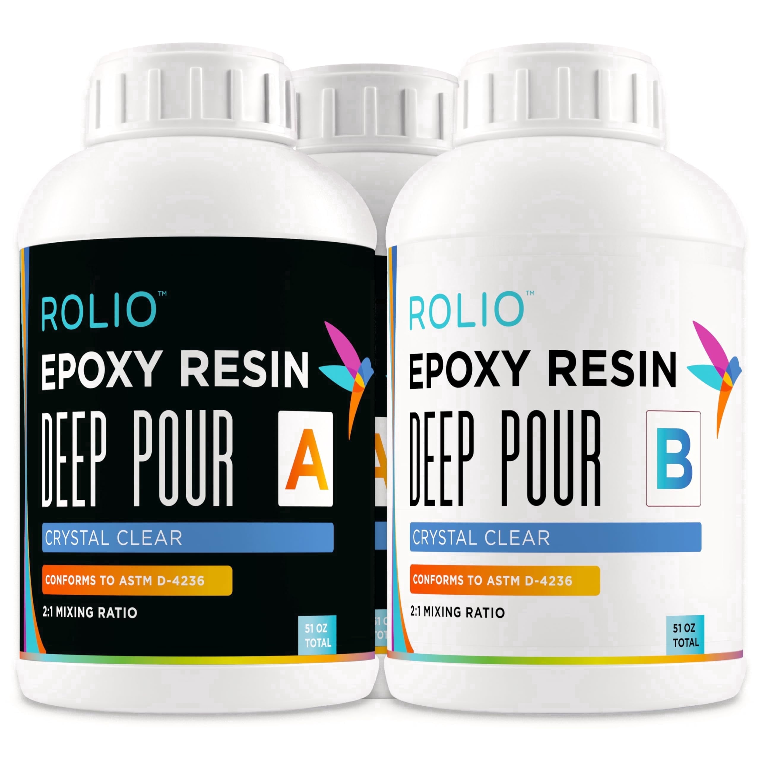 Rolio Deep Pour Epoxy Resin - Epoxy Resin Kit for Wood, Casting, Coating, River Table, Jewelry, Clear Resin Epoxy for Crafts & DIY Projects - 51 oz