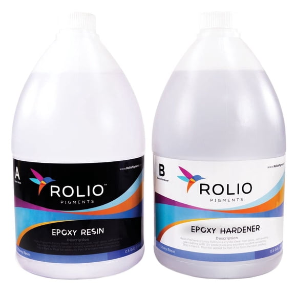 Rolio - Epoxy Resin and Hardener 1 Gallon Kit Self Leveling, Crystal Clear, Glossy, UV Resistant, for DIY Art Crafts, Jewelry, Cast Coating Wood, Easy Cast Resin, Molds 1:1 Ratio
