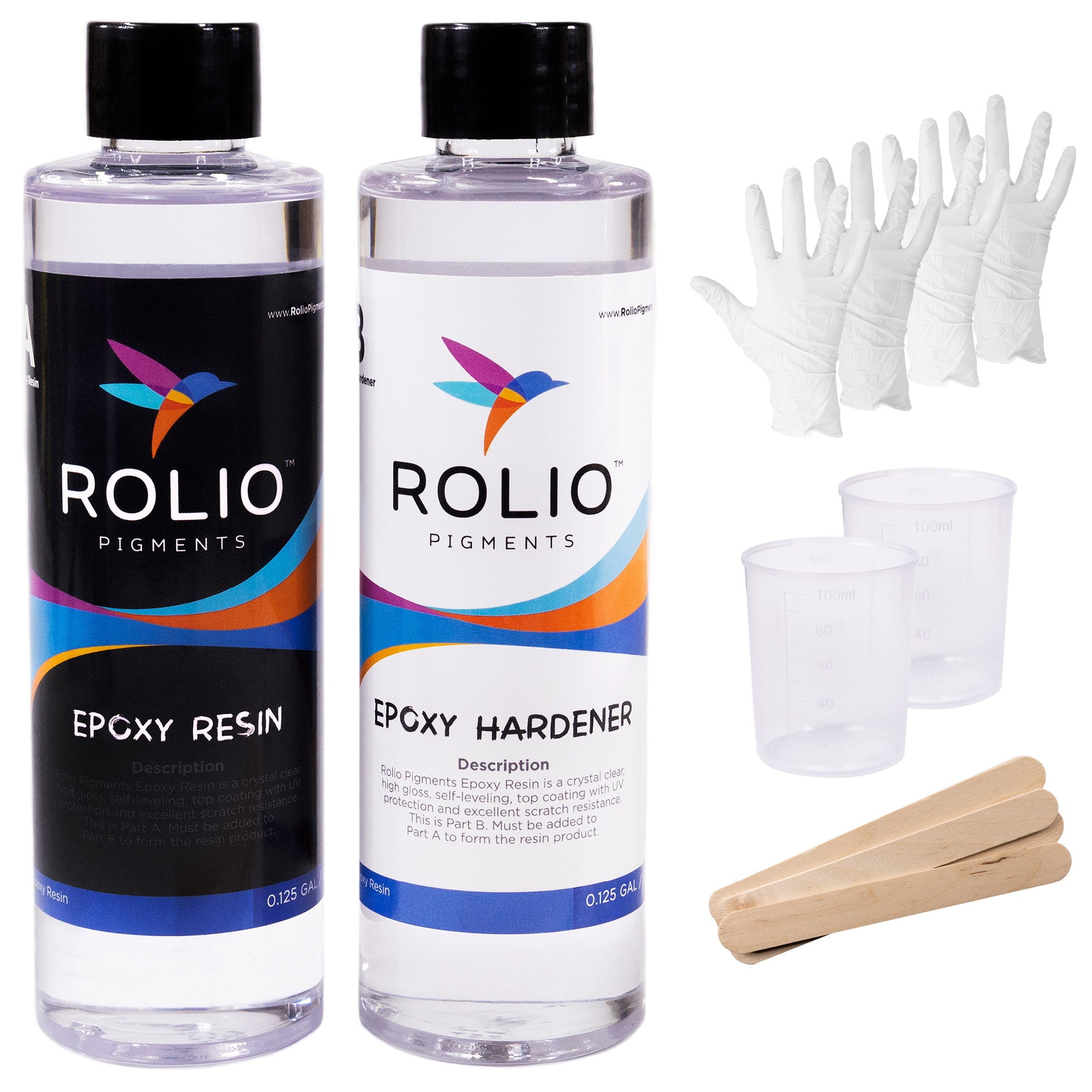 Rolio Epoxy Resin and Hardener Kit - Crystal Clear UV Resistant Resin for Coating, Jewelry, Wood, Molds & DIY Crafts, Easy Cast Resin - 16 oz Kit