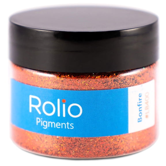 Rolio Holographic Craft Glitter - Cosmetic Grade Pure Glitter for Resin, Makeup, Face & Body Art, Craft Supplies, Nail Decoration - One Jar - 28 Grams - 1/128" to 1/64" Size - Bonfire
