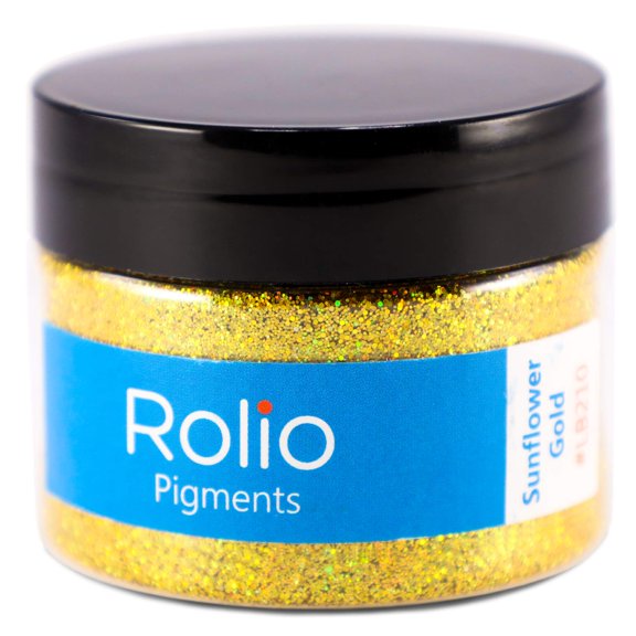 Rolio Holographic Craft Glitter - Cosmetic Grade Pure Glitter for Resin, Makeup, Face & Body Art, Craft Supplies, Nail Decoration - One Jar - 28 Grams - 1/128" to 1/64" size - Sunflower Gold