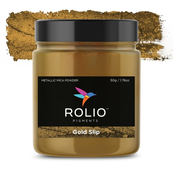 Rolio Metallic Mica Powder - Gold Slip (50G / 1.76oz) - 1 Jar of Metallic Pigment Powder for Epoxy Resin, Dye, Soap Making, Nail Polish, Paint, Candle Making, Bath Bombs, Slime