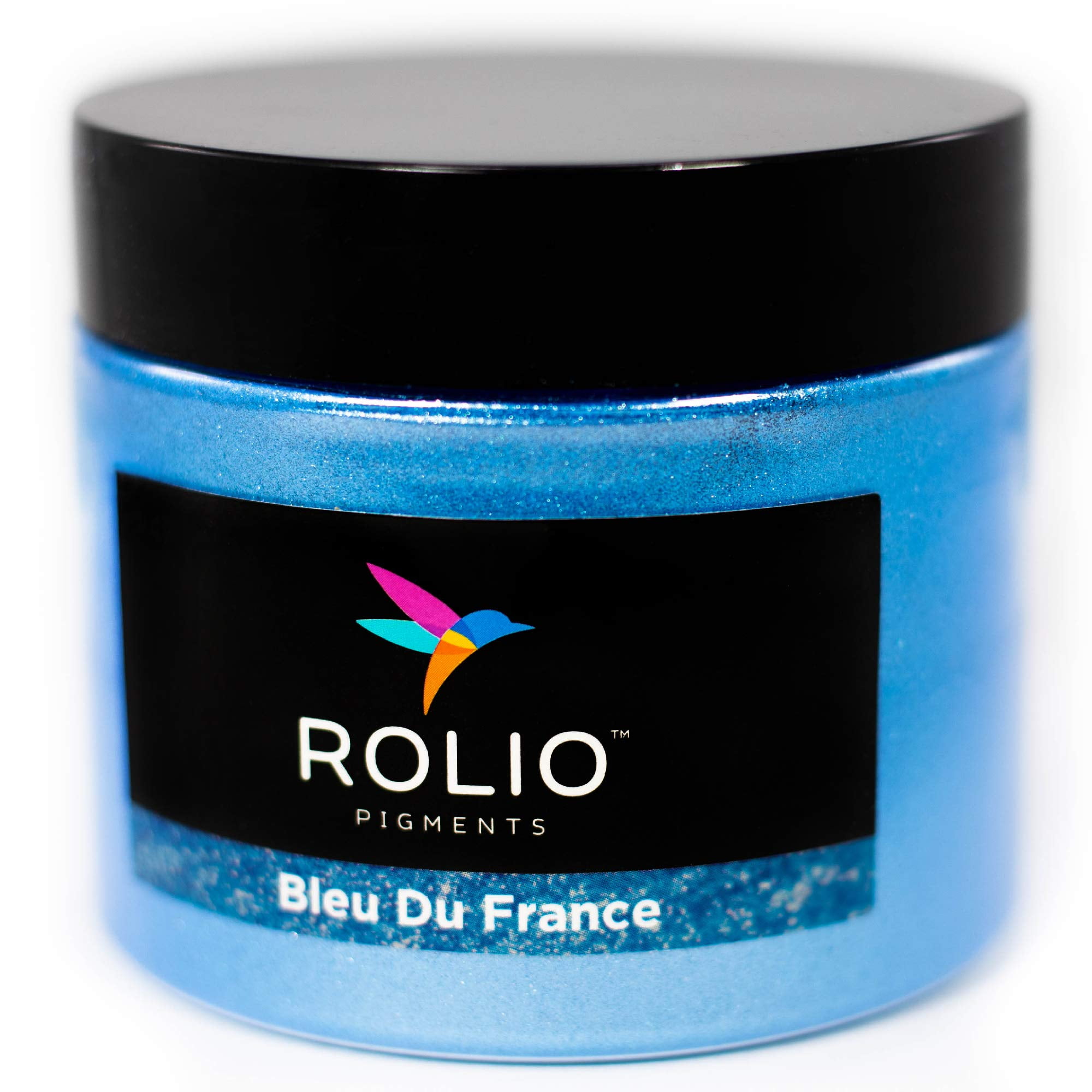Rolio - Mica Powder - 1 Jar of Pigment for Paint, Dye, Soap Making, Nail Polish, Epoxy Resin, Candle Making, Bath Bombs, Slime - 50g / 1.76oz - Blue