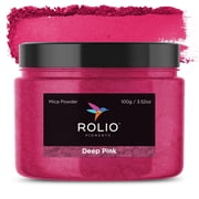 Rolio Mica Powder - Pigment for Paint Mixing & Blending for Epoxy Resin, Soap, Nails, Slime & Bath Bombs - 100g, 1 Jar,Deep pink