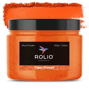 Rolio Mica Powder - Pigment for Paint Mixing & Blending for Epoxy Resin, Soap, Nails, Slime & Bath Bombs - 100g, 1 Jar,Tiger Orange