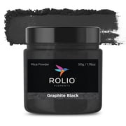 Rolio Premium Mica Powder - Graphite Black 50G / 1.76oz - 1 Jar of Black Mica Pigment Powder for Epoxy Resin, Dye, Soap Making, Nail Polish, Paint, Candle Making, Bath Bombs, Slime