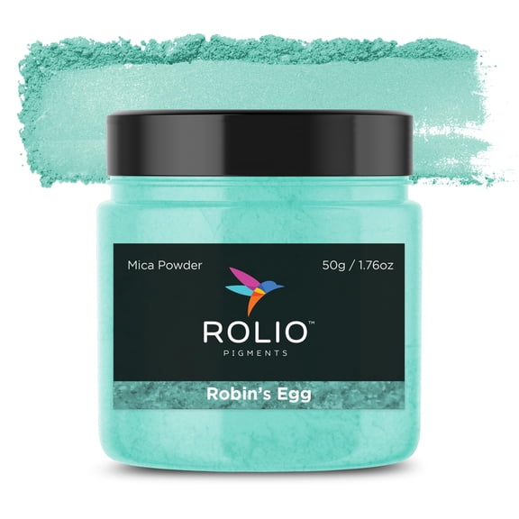 Rolio Premium Mica Powder - Robin's Egg (50G / 1.76oz) - 1 Jar of Green/Blue Pigment Powder for Epoxy Resin, Dye, Soap Making, Nail Polish, Paint, Candle Making, Bath Bombs, Slime
