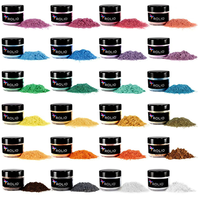 Rolio Mica Powder Pearlescent Color Pigment & Epoxy Resin and Hardener 16  oz Kit - Art Set for Resin Epoxy - for Soap Making, Nail Polish, Lip Gloss,  Eye Shadow, Slime & Candle Jars 