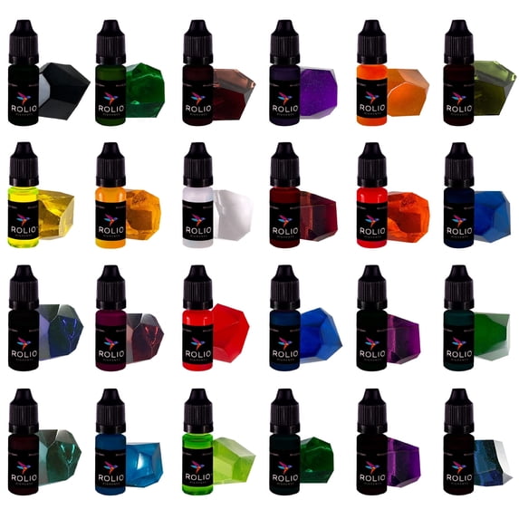 Rolio Liquid Pigment - Transparent Colors for Epoxy Resin, Jewelry Making, 3D Printing, Painting & DIY Crafts - 24 Colors, 10ml Squeeze Bottles