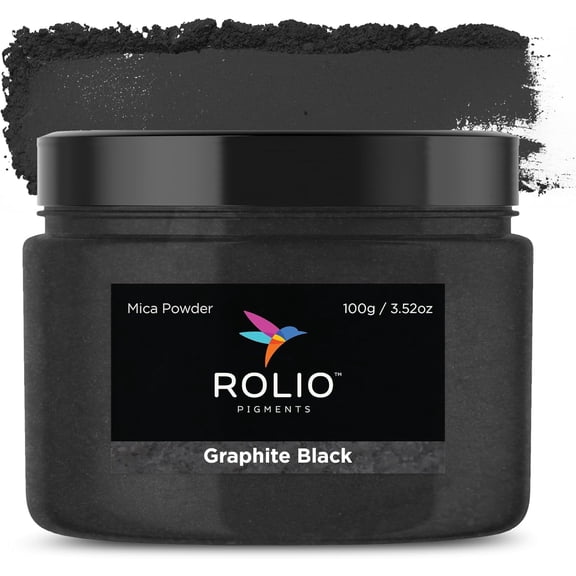 Rolio Mica Powder - Pigment for Paint Mixing & Blending for Epoxy Resin, Soap, Nails, Slime & Bath Bombs - 100g, 1 Jar,Graphite Black