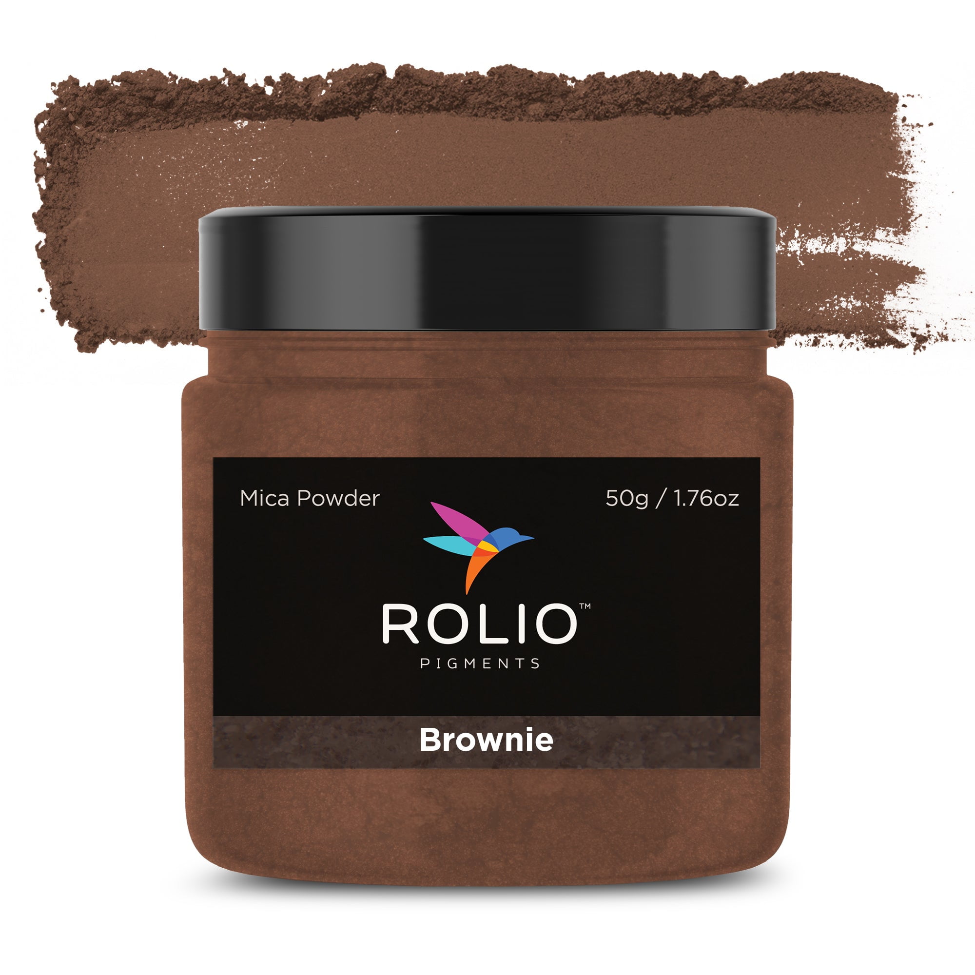 Rolio Premium Mica Powder - Brownie (50G / 1.76oz) - 1 Jar of Pink Pigment Powder for Epoxy Resin, Dye, Soap Making, Nail Polish, Paint, Candle Making, Bath Bombs, Slime