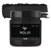 Rolio Premium Mica Powder - Coal 50G / 1.76oz - 1 Jar of Black Pigment Powder for Epoxy Resin, Dye, Soap Making, Nail Polish, Paint, Candle Making, Bath Bombs, Slime