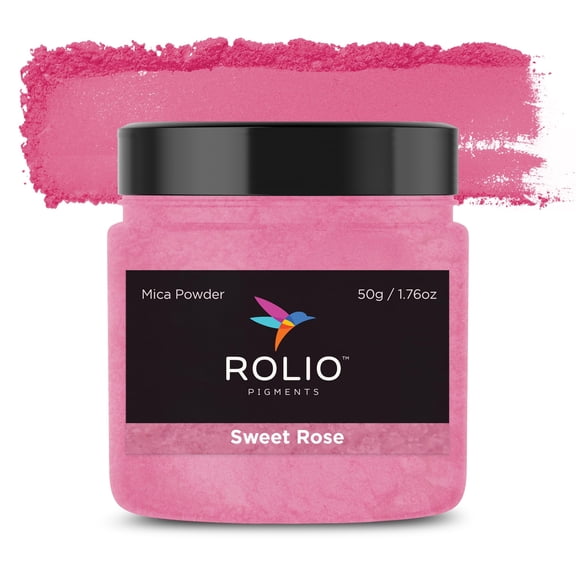Rolio Premium Mica Powder - Sweet Rose (50G / 1.76oz) - 1 Jar of Pink Pigment Powder for Epoxy Resin, Dye, Soap Making, Nail Polish, Paint, Candle Making, Bath Bombs, Slime