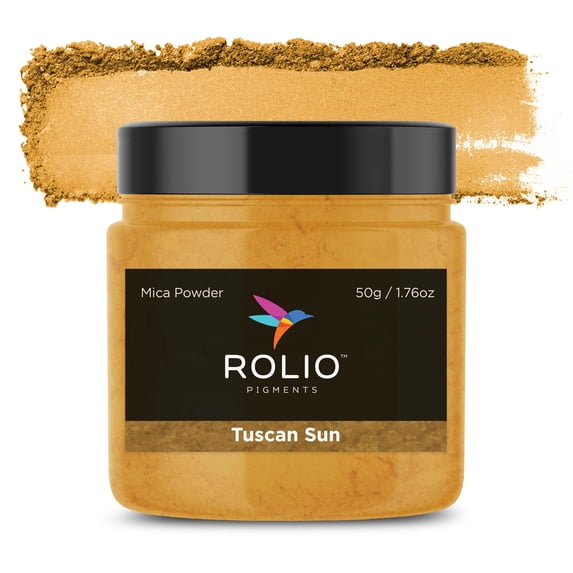 Rolio Premium Mica Powder - Tuscan Sun (50G / 1.76oz) - 1 Jar of Yellow Pigment Powder for Epoxy Resin, Dye, Soap Making, Nail Polish, Paint, Candle Making, Bath Bombs, Slime