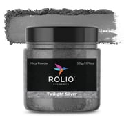 Rolio Mica Powder - Pigment for Paint Mixing & Blending for Epoxy Resin, Soap, Nails, Slime & Bath Bombs - 50g, 1 Jar, Twilight Silver