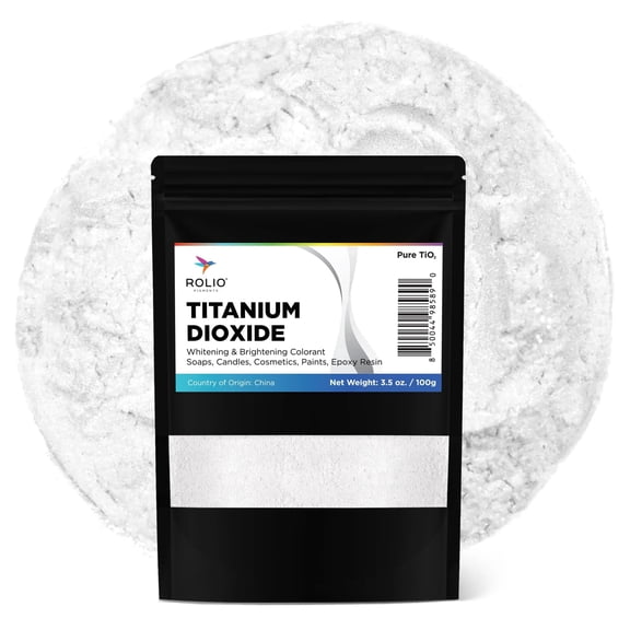 Rolio Pure Titanium Dioxide Powder, 3.5 Oz (100g) Bag – Whitening Colorant for Soap Dye, Sunscreen and Lotion, Epoxy Resin, Candles, Cosmetics, Concrete Pigment, DIY Paint, Ceramics, and Art Projects