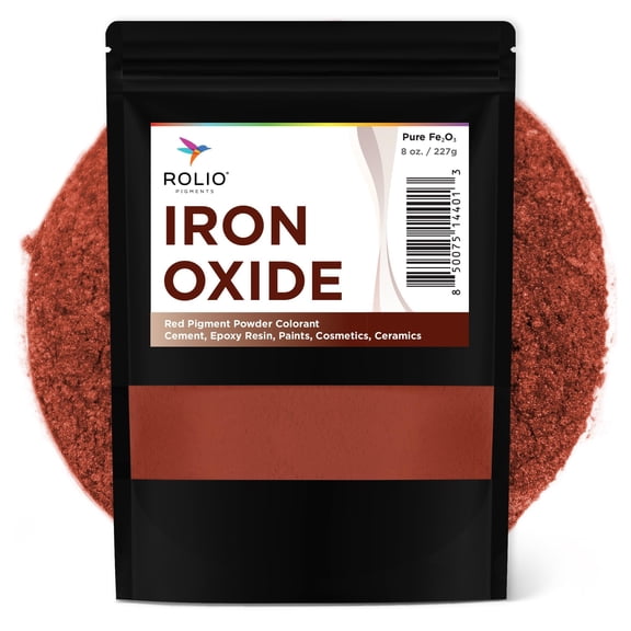 Rolio Red Iron Oxide Powder, 8 Oz (227g) Resealable Bag - Vibrant Color Pigment for Epoxy Resin, Soap Making, Cosmetics, Cement, Pottery Mortar, Grout, Plaster, Tile, Terracotta, Paint and More