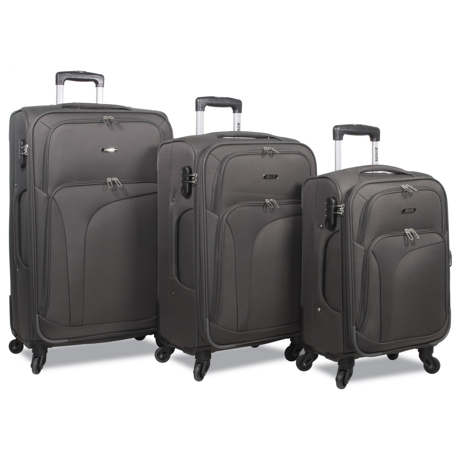 Rolite Rover 3 Piece Spinner Expandable Luggage Set Grey