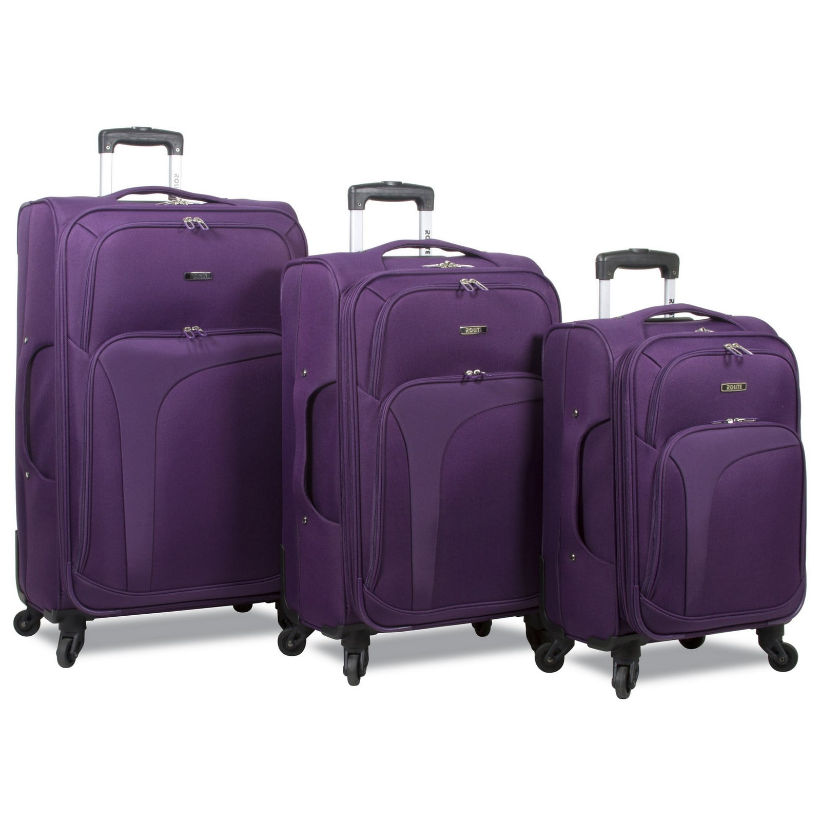Purple, Lares 3 Piece Spinner Luggage Set Purple