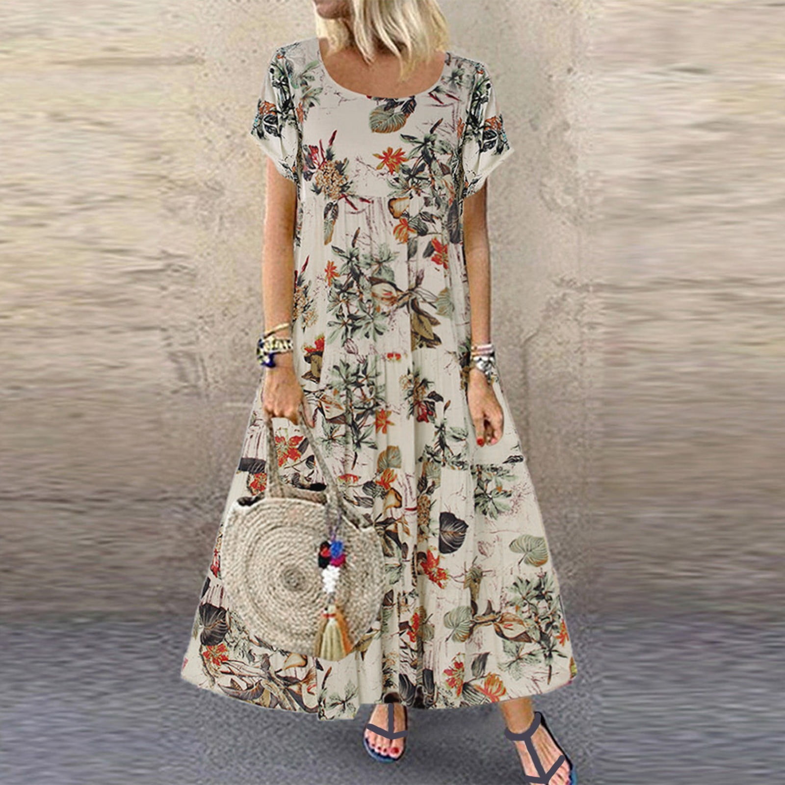 Floral Printed Maxi Dress for Women Casual Boho Brunei Ubuy