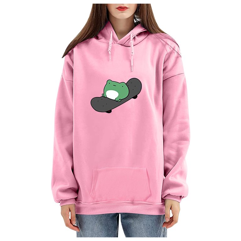Roliyen Women Tops Women Loose Cute Sweatshirt Skateboard Floral Printing  Long Sleeve Crew Neck Hoodie Pullover - Walmart.com