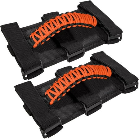 Roll Bar Grab Handles Grip Handle for Jeep Wrangler JK JKU JL JLU TJ YJ Sports Sahara Freedom Rubicon Unlimited Gladiator JT 1955-2023 UTV ATV Accessories Premium 550 Paracord (Orange 2 Pack)