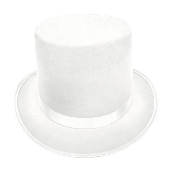 Roll Brims Tall Top Hat for Adult Bowlers Hat Magicians Hat Halloween Party Hat Cosplay Costume Stage Show Headwear White