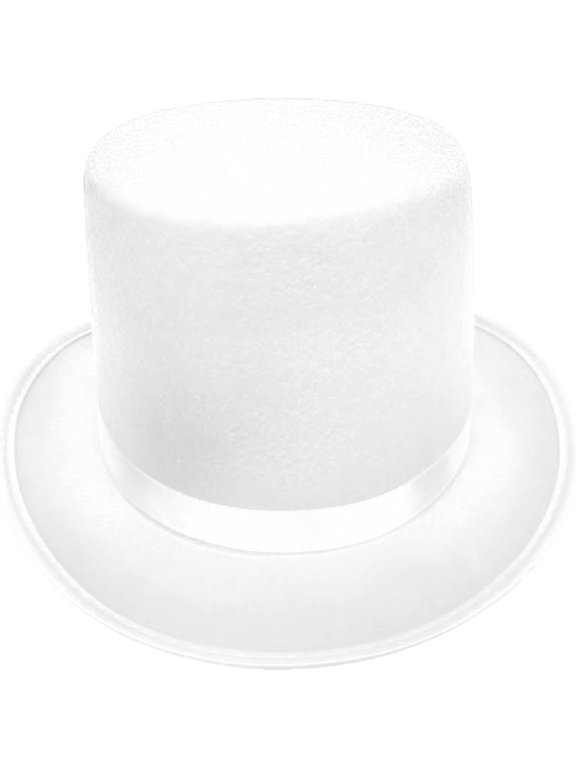 Roll Brims Tall Top Hat for Adults, Cosplayers, Performers, Unisex - White, 54-56cm, Magician, Halloween, Formal Events, Cosplay, Stage Show Headwear
