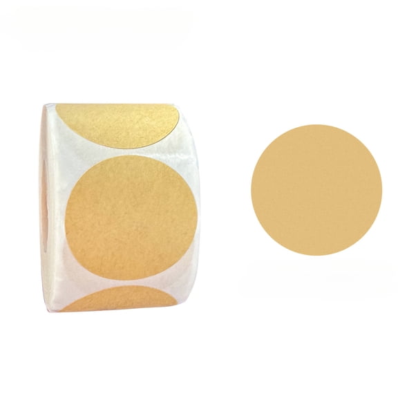 Roll Brown Kraft Paper Circle Adhesive Labels 500 Count Sealing for Crafting Baking Packaging Envelope Seals Holiday Gift Supplies