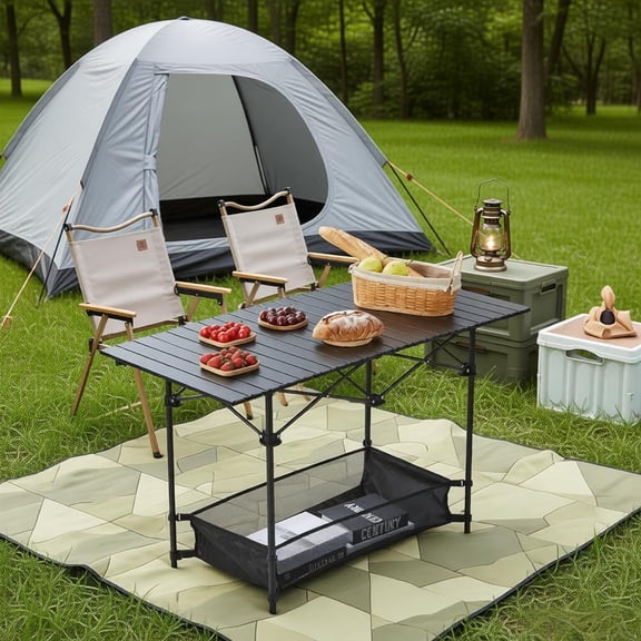 Roll Up Camping Table Portable Aluminum Picnic Table Folding Outdoor Table Lightweight with Carry Bag for Beach BBQ Patio Tailgating Park Hiking Glamping Van Life Weekend Getaway Al Fresco Dining