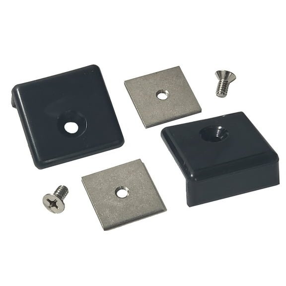 Roll Control Anodized Aluminum Mounting Track End Cap and Stop, 1 Pair, Black