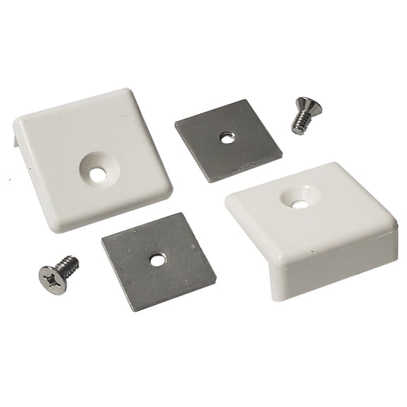 Roll Control Anodized Aluminum Mounting Track End Cap and Stop, 1 Pair, White