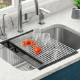 thumbnail image 1 of Roll Up Dish Drying Rack,Expandable Over The Sink Dish Drainer,Stainless Steel Kitchen Rolling Sink Rack with Utensil Holder,Length Up to 22.3" (Black, Large), 1 of 6