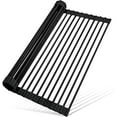 thumbnail image 1 of Roll Up Dish Drying Rack Silicone Wrapped Over The Sink Dish Drying Rack Multipurpose Foldable Sink Drying Mat Anti-Slip & Anti-Rust Dish Rack for Kitchen, 17.5" x 13", Black, 1 of 9
