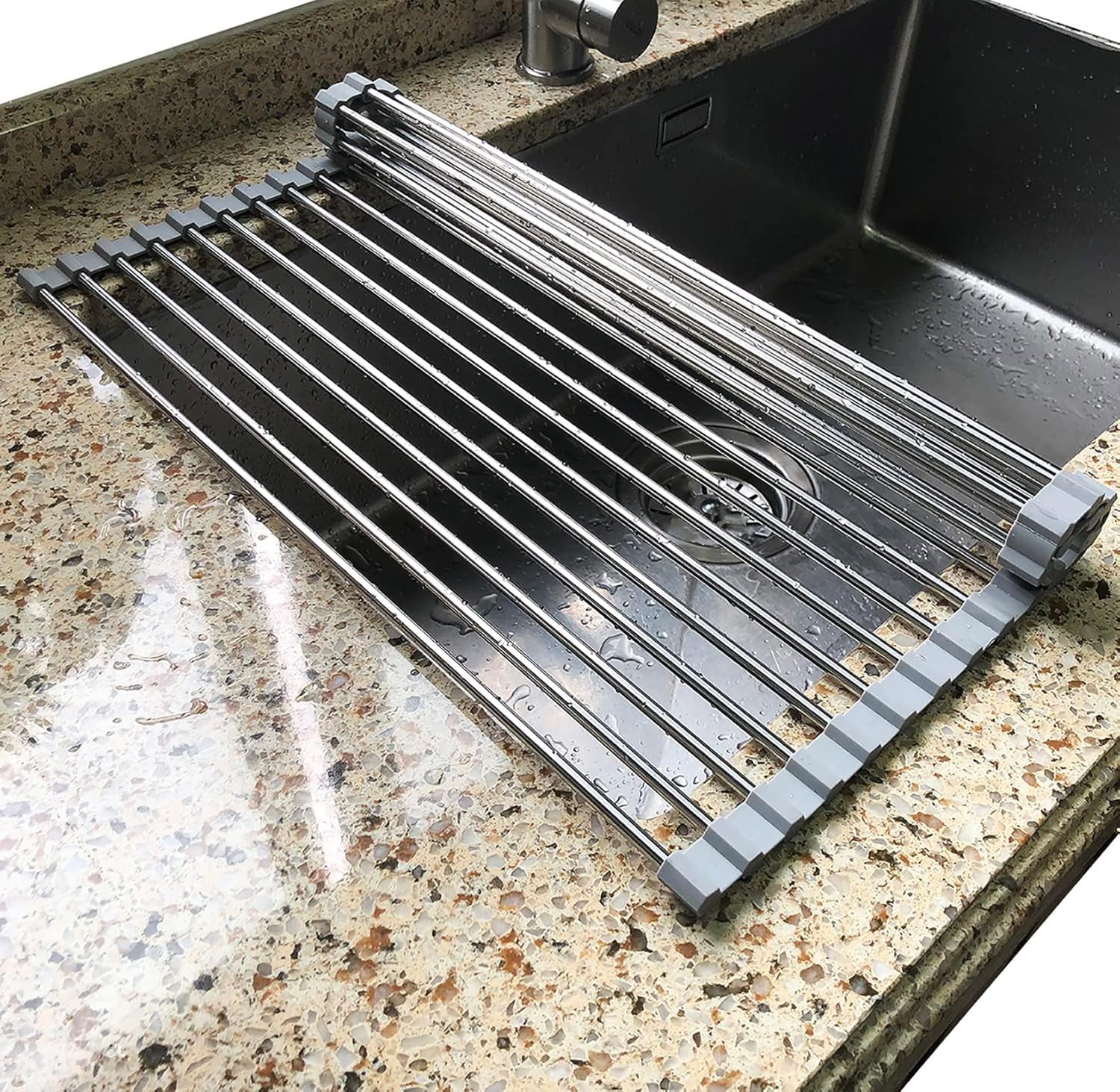 Roll Up Dish Drying Rack Over The Sink Grey Large Dish Drying Rack ...